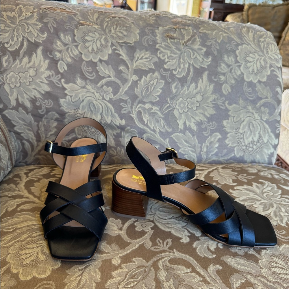 Coach and Four Black Leather slingback Sandals Women Sz 8.5 M